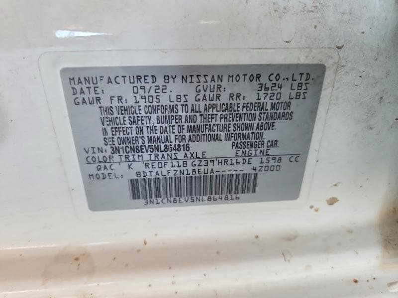 2022 NISSAN VERSA SV 12