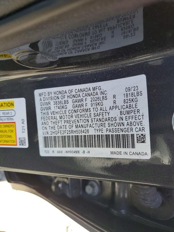 2024 HONDA CIVIC LX 12