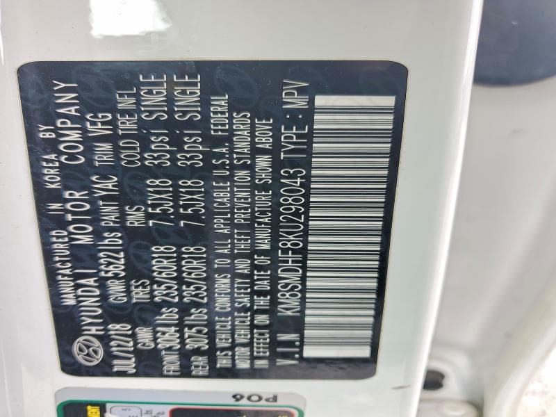 2019 HYUNDAI SANTA FE XL SE SE 12