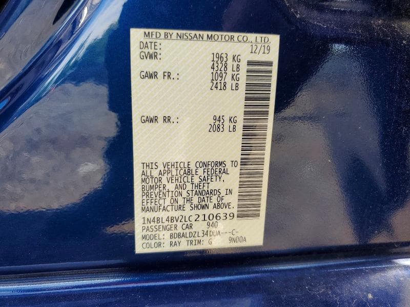 2020 NISSAN ALTIMA S 12
