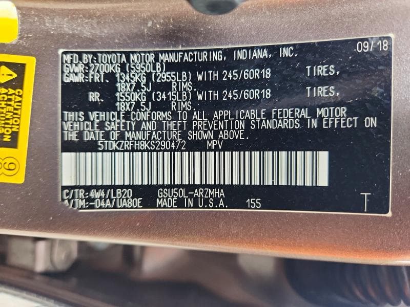 2019 TOYOTA HIGHLANDER XLE 13