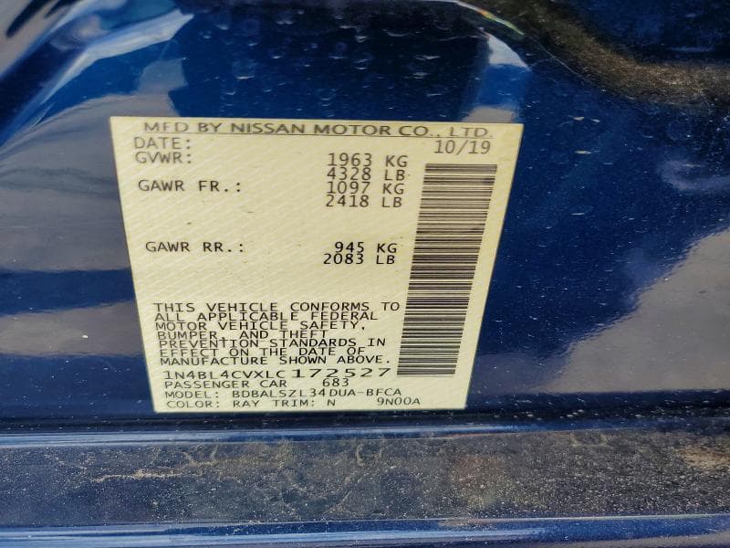 2020 NISSAN ALTIMA SR SR 10