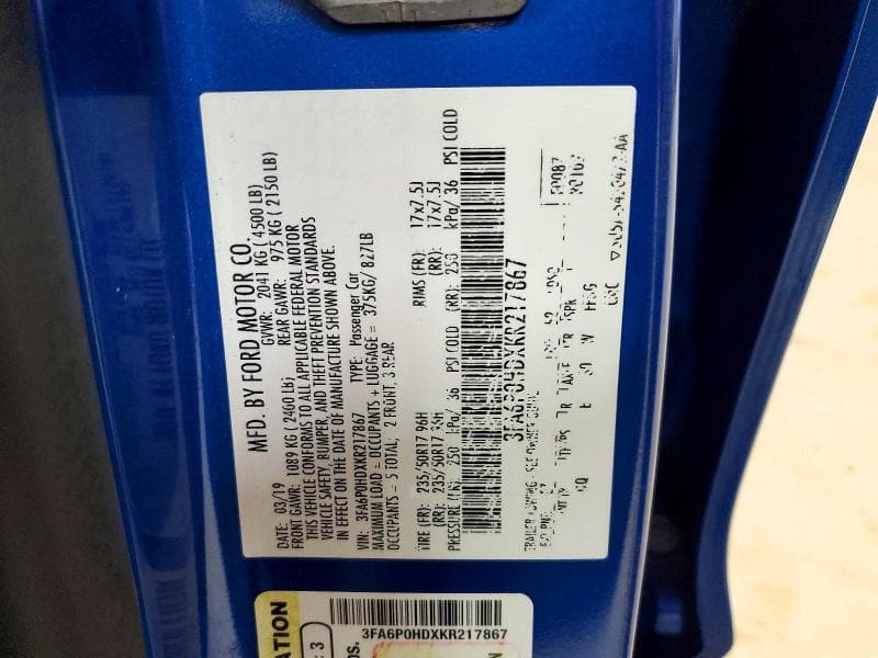 2019 FORD FUSION SE 12