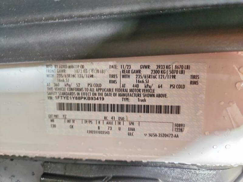 2023 FORD TRANSIT T-150 CARGO T-250 15