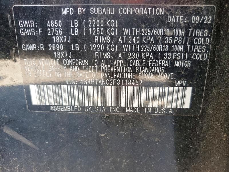 2023 SUBARU OUTBACK LIMITED 13