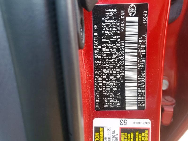 2019 TOYOTA CAMRY XSE V6 12