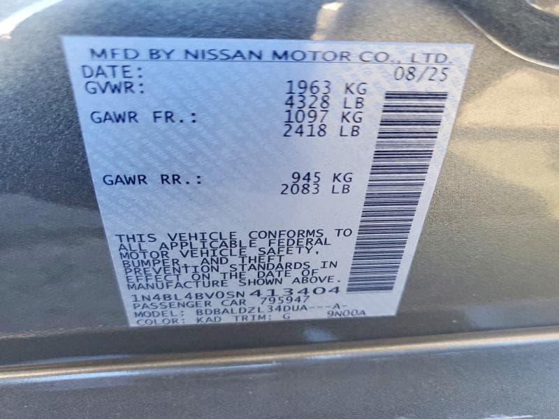 2025 NISSAN ALTIMA S 12