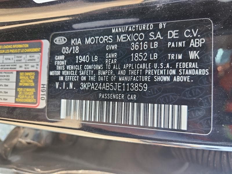 2018 KIA RIO S S 12