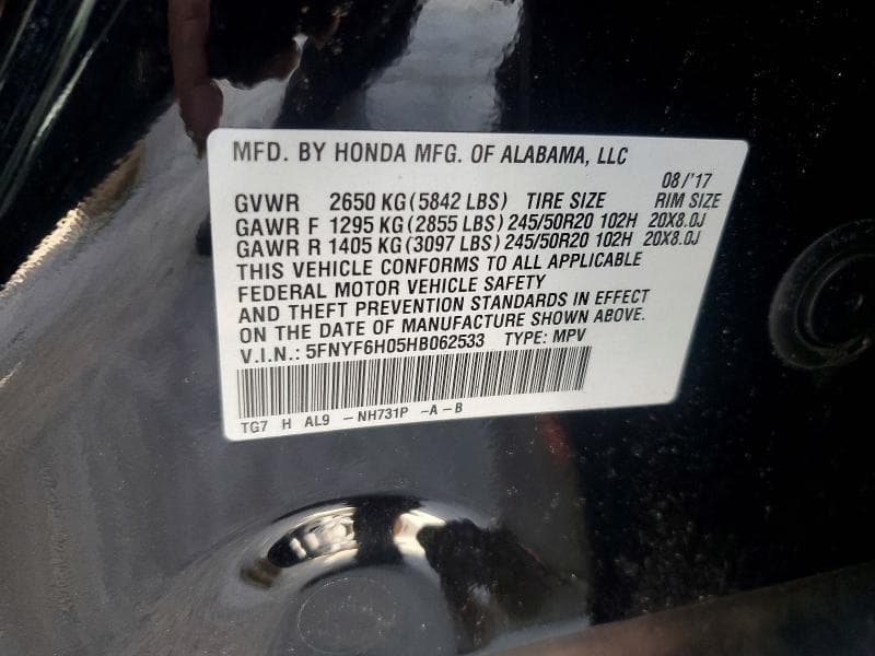 2017 HONDA PILOT ELITE 14