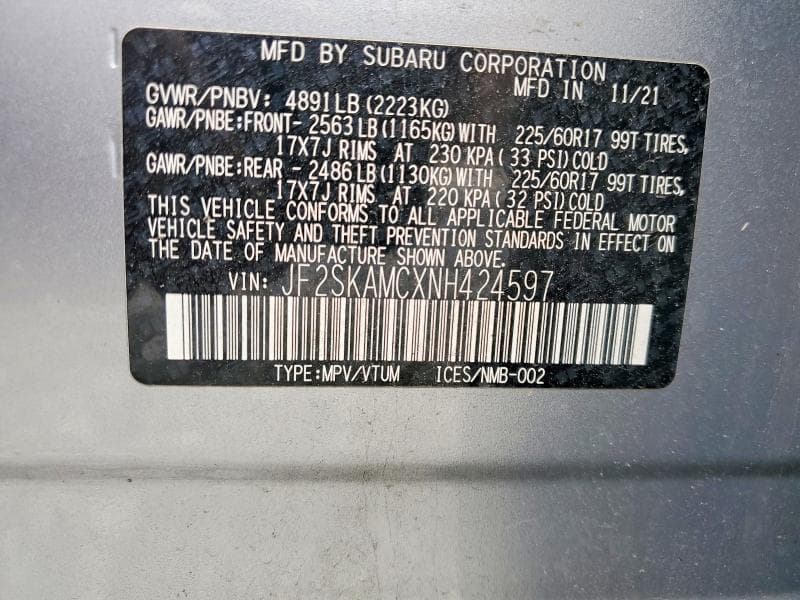 2022 SUBARU FORESTER WILDERNESS 13