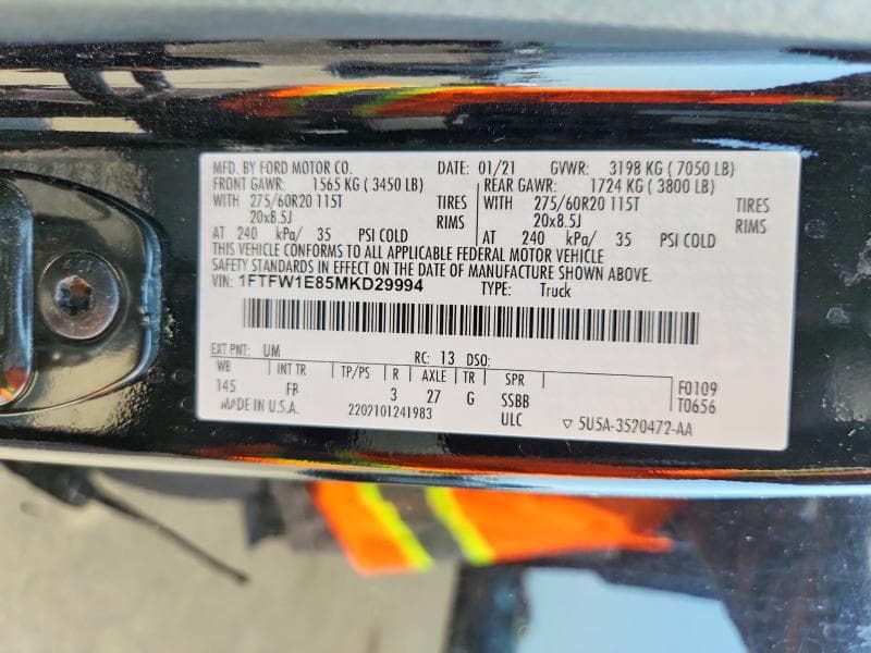 2021 FORD F150 SUPERCREW 12