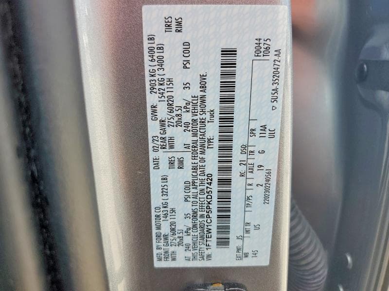 2023 FORD F150 SUPERCREW 12