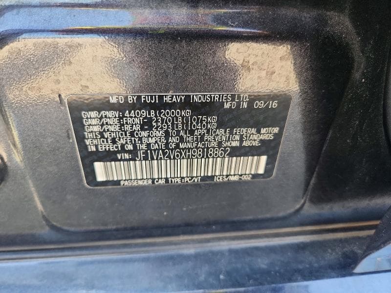 2017 SUBARU WRX STI 12