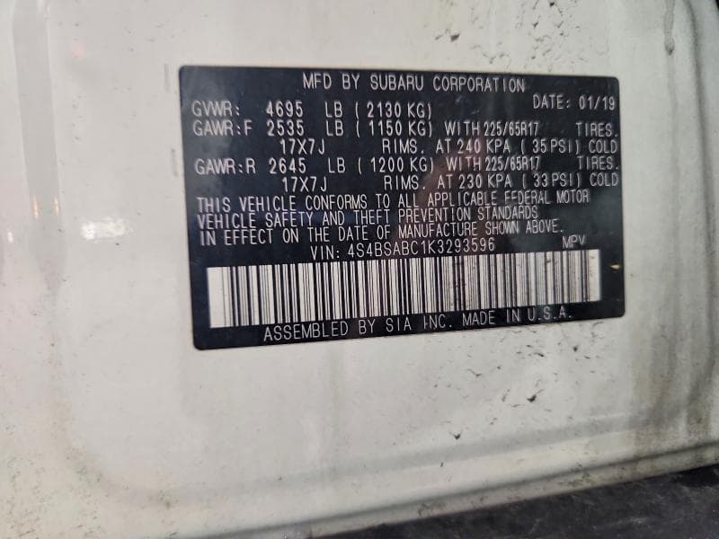 2019 SUBARU OUTBACK 2.5I 2.5I 13