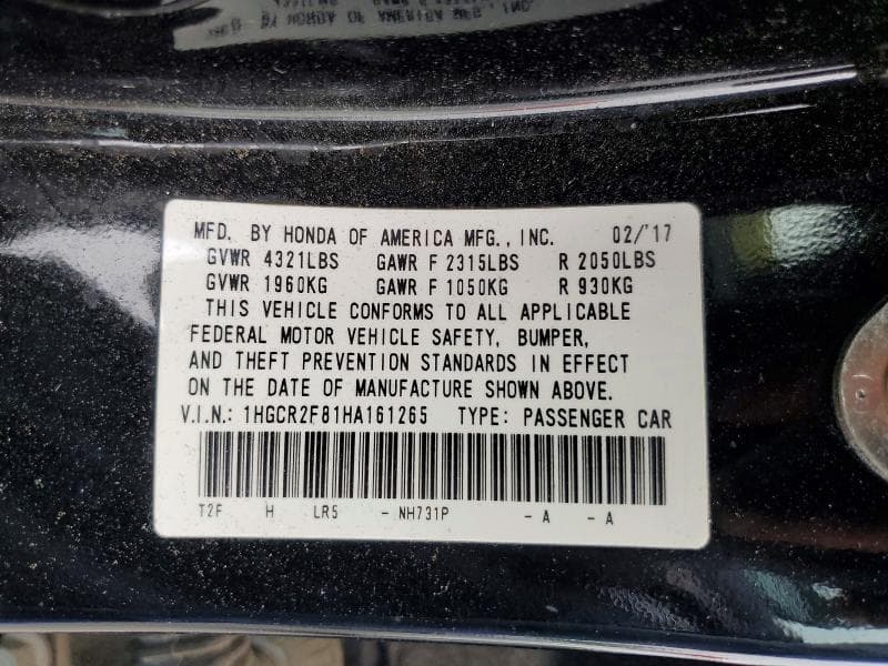 2017 HONDA ACCORD EXL 12