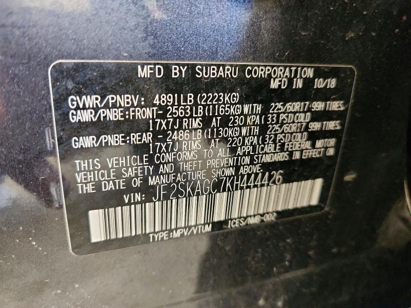 2019 SUBARU FORESTER PREMIUM 14