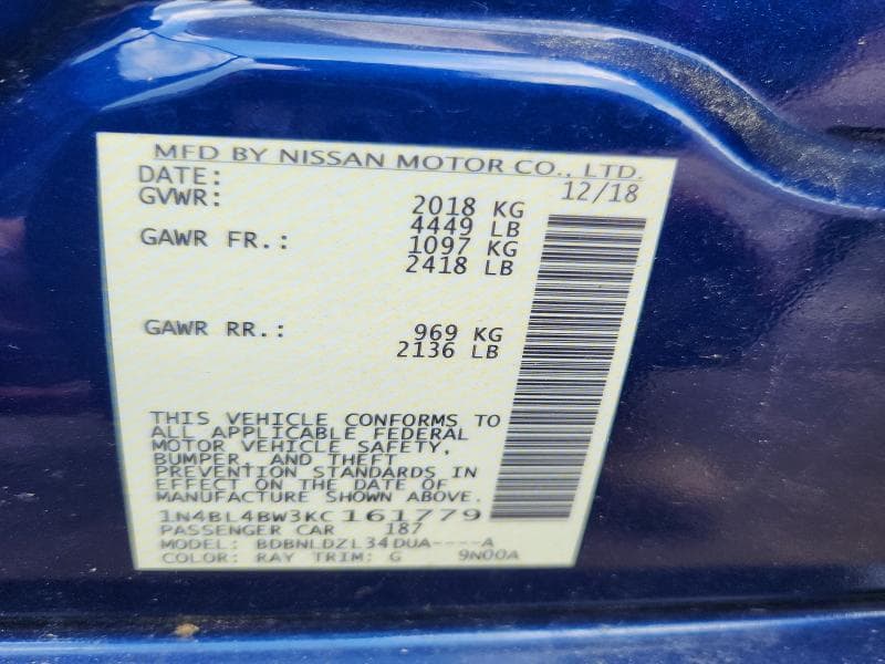 2019 NISSAN ALTIMA S 12