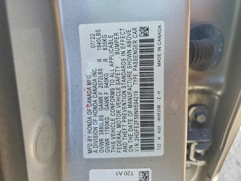 2022 HONDA CIVIC SPORT 13