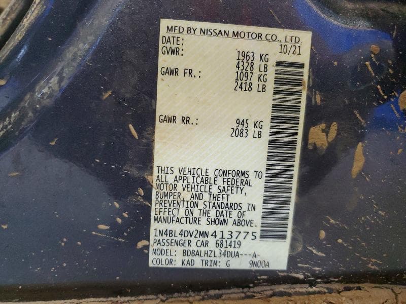 2021 NISSAN ALTIMA SV 12