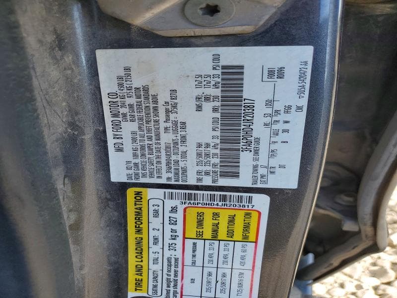 2018 FORD FUSION SE SE 12