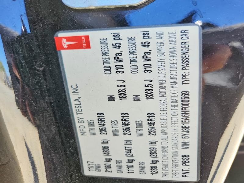 2017 TESLA MODEL 3 12