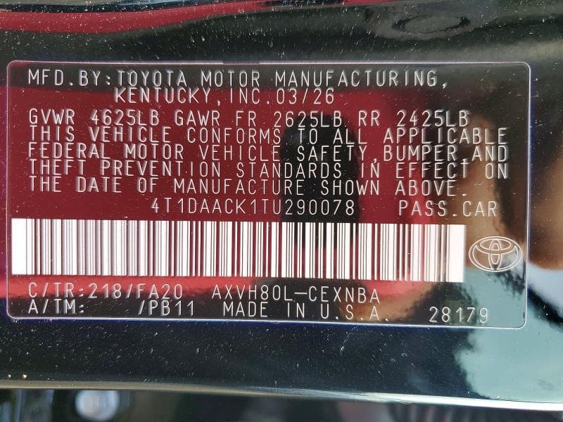 2026 TOYOTA CAMRY LE 12