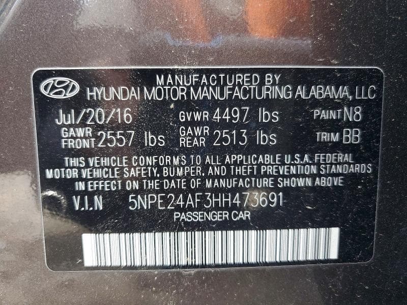 2017 HYUNDAI SONATA SE 12