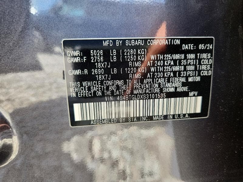2025 SUBARU OUTBACK ONYX EDITION XT ONYX EDITION XT 12