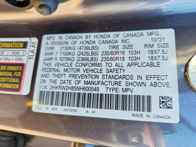 2022 HONDA CR-V EXL EXL 13