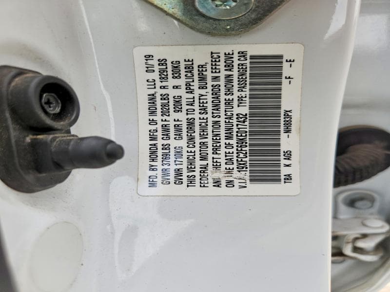 2019 HONDA CIVIC LX 12