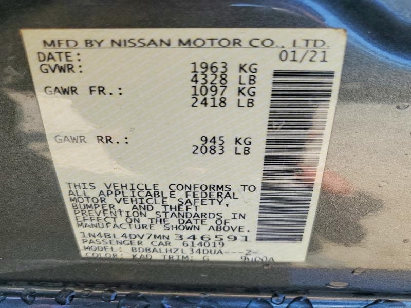 2021 NISSAN ALTIMA SV 13