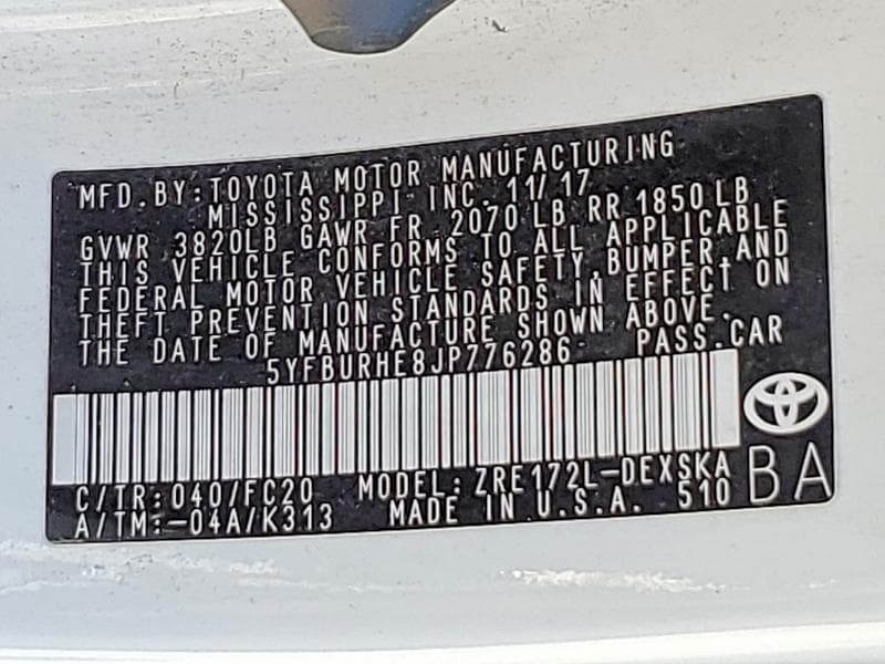 2018 TOYOTA COROLLA SE 13
