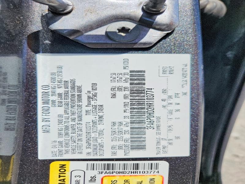 2017 FORD FUSION SE 12