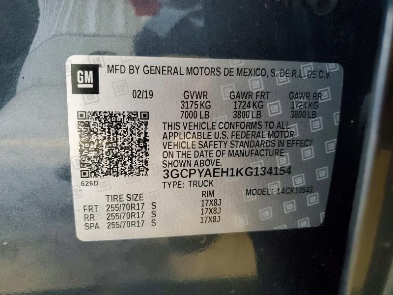 2019 CHEVROLET SILVERADO K1500 12