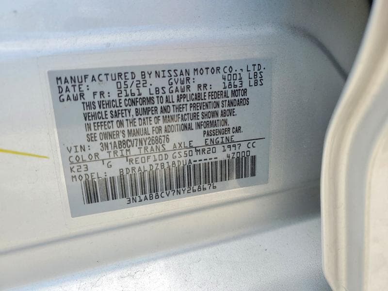 2022 NISSAN SENTRA SV SV 12