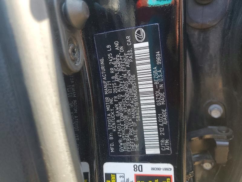2021 LEXUS ES 350 BASE 12
