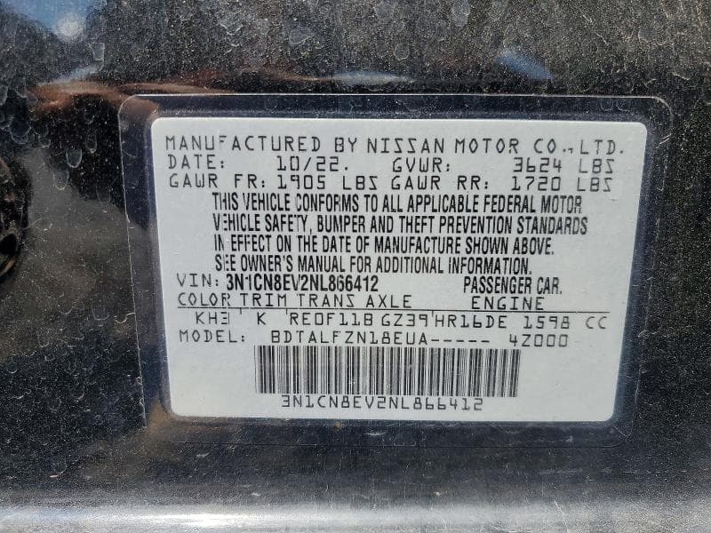 2022 NISSAN VERSA SV SV 13