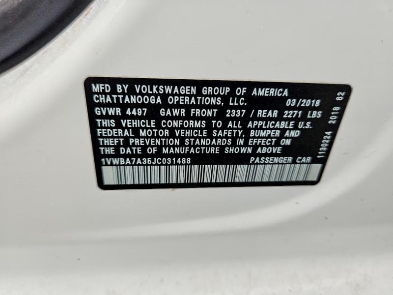 2018 VOLKSWAGEN PASSAT SE 13