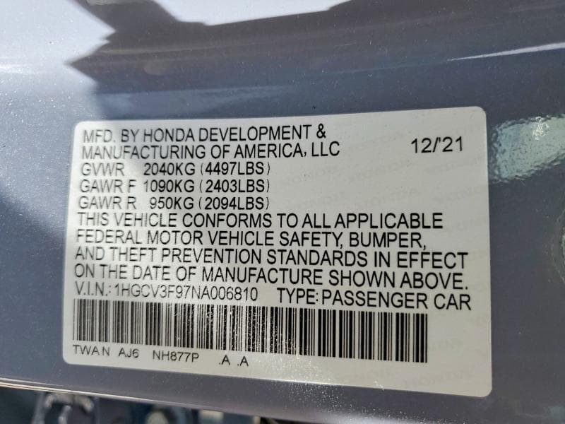 2022 HONDA ACCORD TOURING HYBRID 12