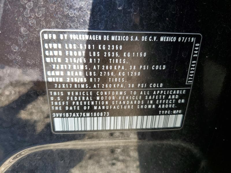 2019 VOLKSWAGEN TIGUAN S 14