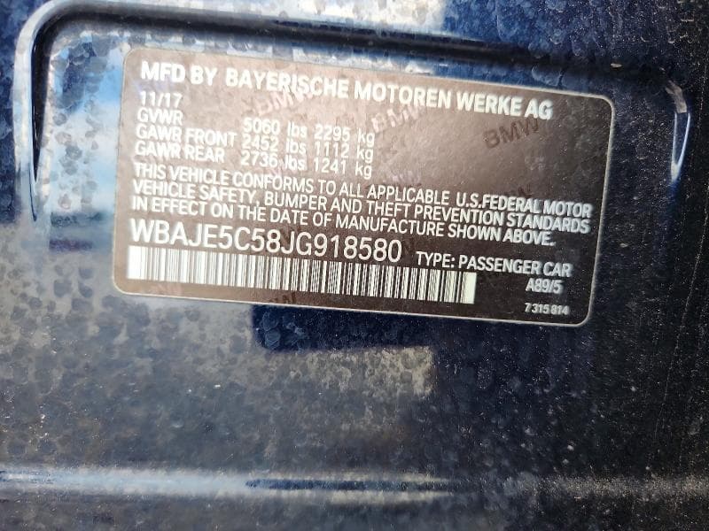2018 BMW 5 SERIES 12