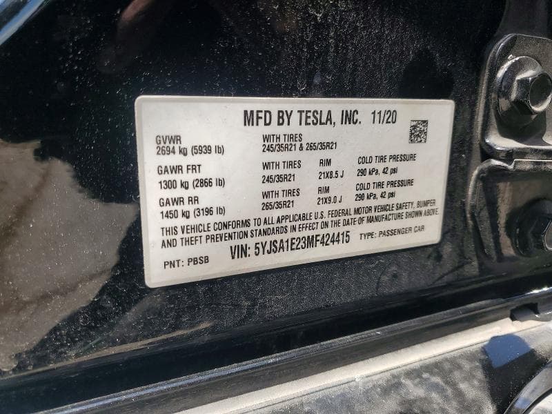 2021 TESLA MODEL S 12