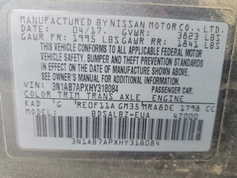 2017 NISSAN SENTRA S 12