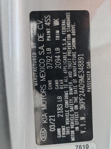 2021 KIA FORTE LXS 12