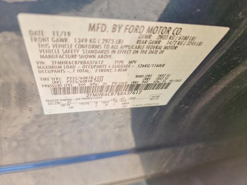 2019 FORD FLEX SEL 12