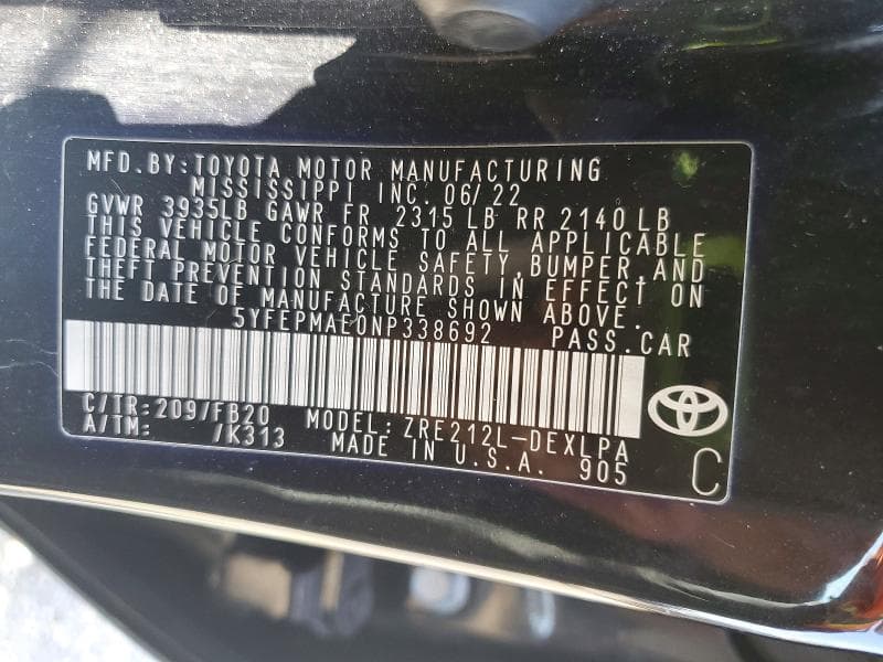 2022 TOYOTA COROLLA LE LE 13