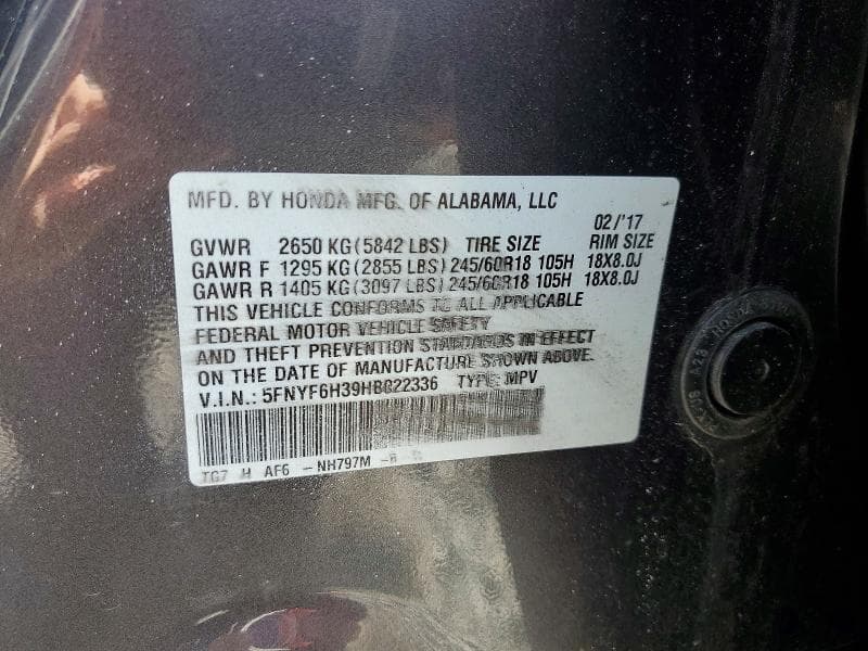 2017 HONDA PILOT EX EX 13