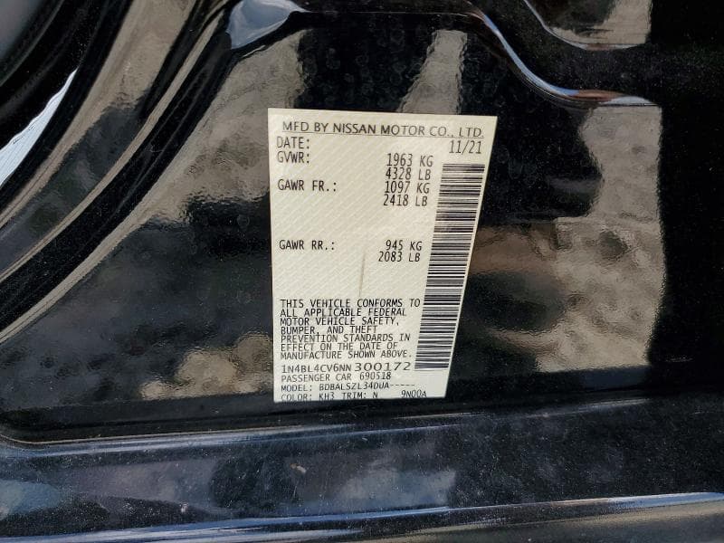 2022 NISSAN ALTIMA SR 12