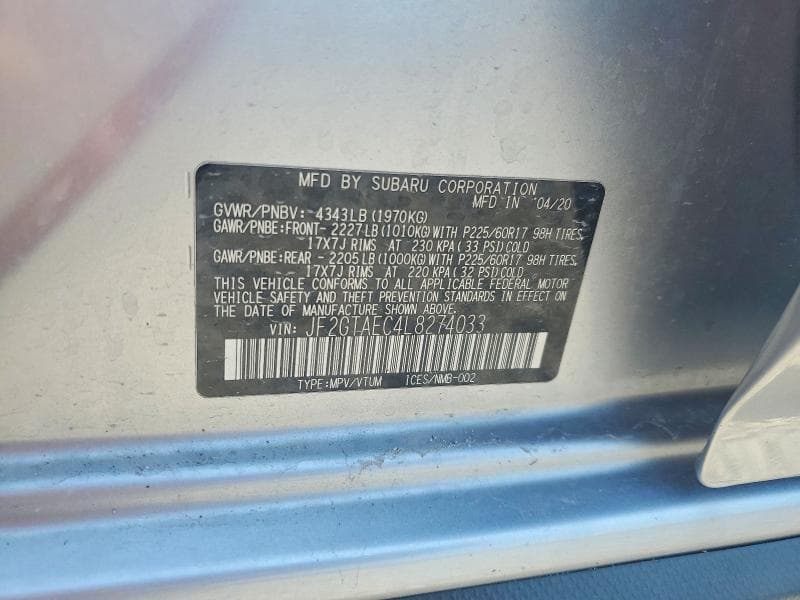 2020 SUBARU CROSSTREK PREMIUM 14