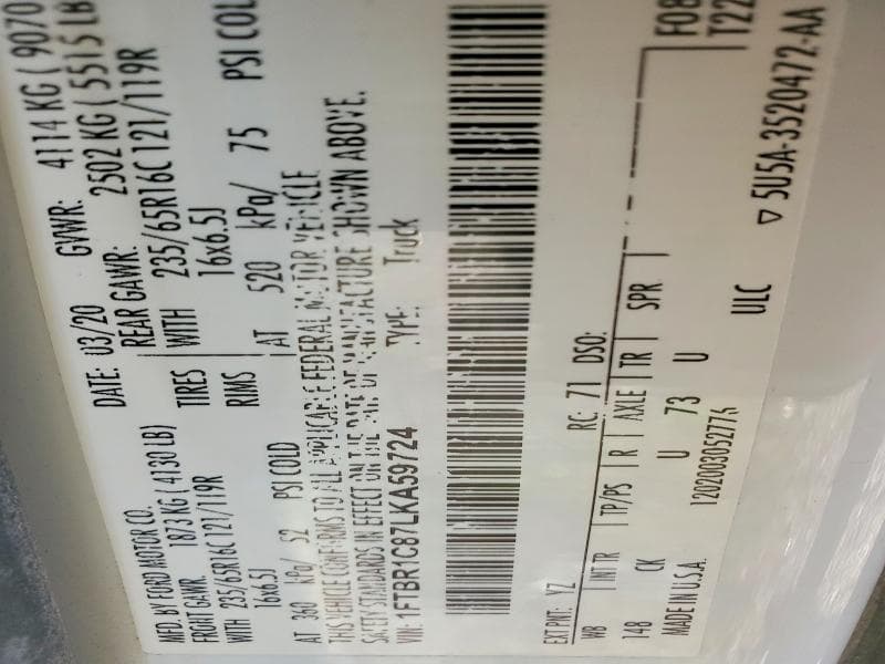 2020 FORD TRANSIT T-250 13